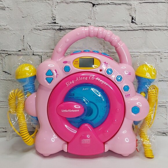 'LITTLE VIRTUOSO' SING~ALONG CD PLAYER DUAL MICROPHONES PINK KARAOKE SYSTEM - Picture 1 of 15